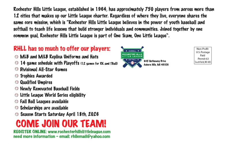 2026 RHLL Registration Flyer Information